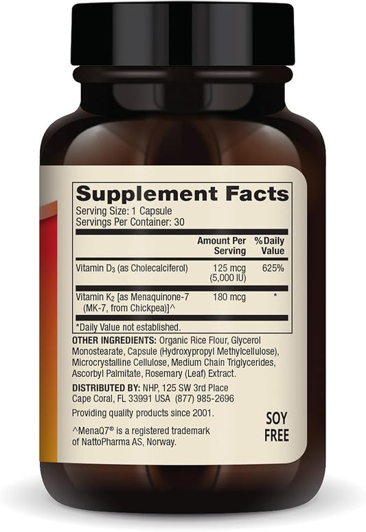 Dr. Mercola Vitamins D3 & K2, 30 Servings (30 Capsules),