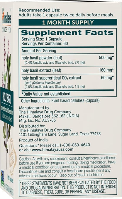 Himalaya Holy Basil Tulsi Herbal Supplement, 720 mg, 60 Capsules, 2 Pack