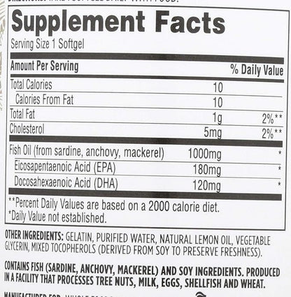 365 by Whole Foods Market, Omega 3 Lemon 180 Softgels
