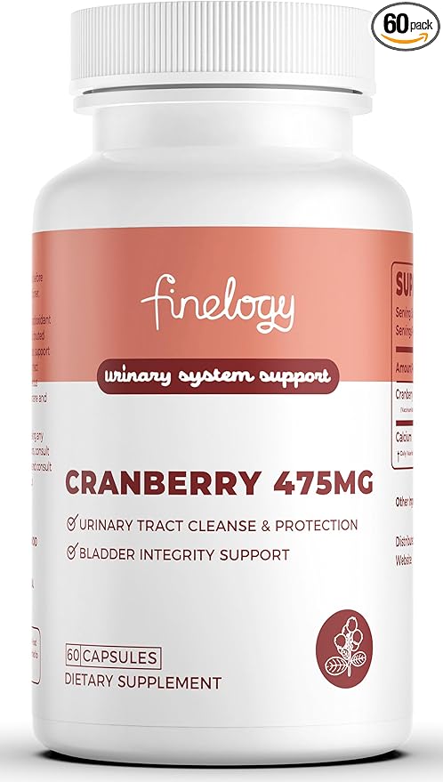 Cranberry Pills 475mg | 60 Vegan Capsules for Urinary Tract Health & Bladder Support, Concentrated Cranberry Powder, Non-GMO, Sugar-Free Cranberry Supplement, 2-Month Supply