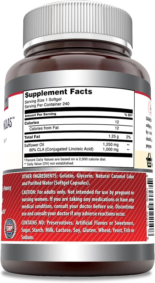 Amazing Formulas CLA | Conjugated Linoleic Acid Supplement | 1250 Mg | Softgels | Non-GMO | Gluten-Free | Made in USA (240 Count)