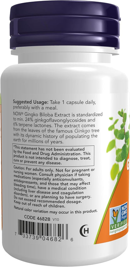 NOW Supplements, Ginkgo Biloba 120 mg, 50 Veg