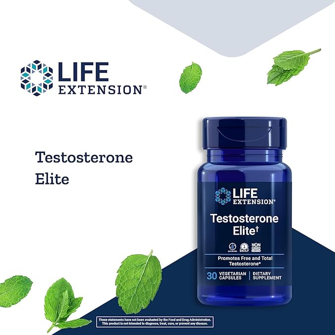 Life Extension Testosterone Elite – Testosterone Production Support Supplement for Men - with Luteolin, Pomegranate and Cacao Seed Extract – Gluten-Free, Non-GMO, Vegetarian – 30 Capsules