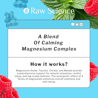 Magnesium Gummies for Adults - Calm Magnesium Complex 500 mg - Magnesium Citrate, Malate, Taurate & Oxide - Magnesium Supplement for Sleep, Muscle Relaxation and Legs Cramp Defense - 90 Vegan Gummies