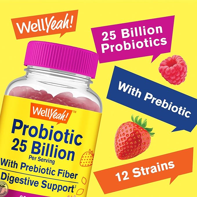 (2 Pack 25 Billion Probiotics + 12 Strains 60 Gummies