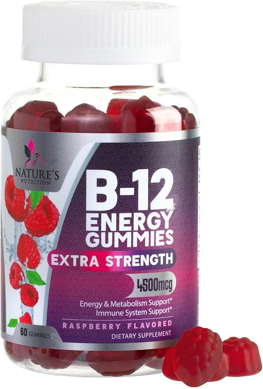 Vitamin B12 Energy Gummies 4500mcg Chewable B-12 Gummy 60 Gummies