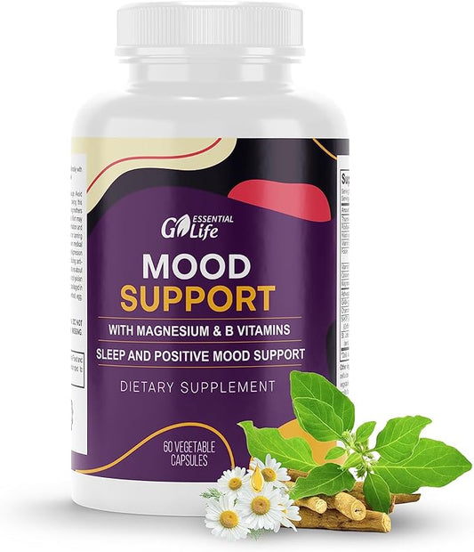 Mood Support Supplement 5-HTP, Vitamin B6-B12, and 60 Capsules