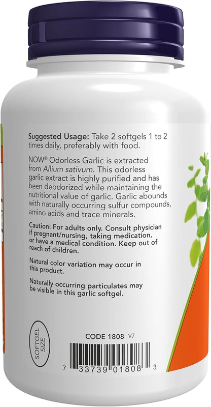 NOW Supplements, Odorless Garlic (Allium sativum), 250 Softgels
