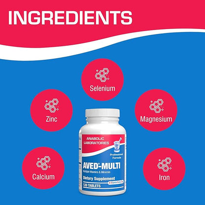 Anabolic Laboratories Daily Multivitamin for Men and Women - 120 AVED Daily Multi Vitamin and Minerals Supplement Tablets with Iron for Daily Health