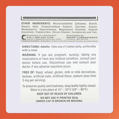Rugby Vitamin D3, 25 mcg (1,000 IU) - Dietary Supplement - 100 Tablets (1 Pack)