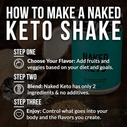 Naked Keto - Premium Keto Fat Bomb Powder - Unflavored - Only Two Ingredients - Gluten-Free, Soy Free Keto Supplement with No Gmos and No Artificial Sweeteners - 1.3 Lb