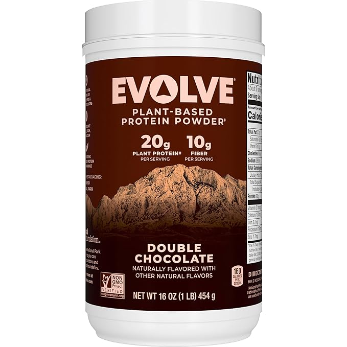 Evolve Protein Powder, Classic Chocolate, 20g Protein,10g Fiber, 1 Lb