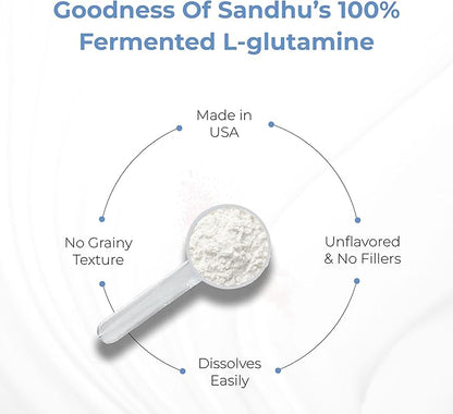 Sandhu's L-Glutamine Powder 100 Servings, 500 Gram, 17.6 Oz., 3 Months