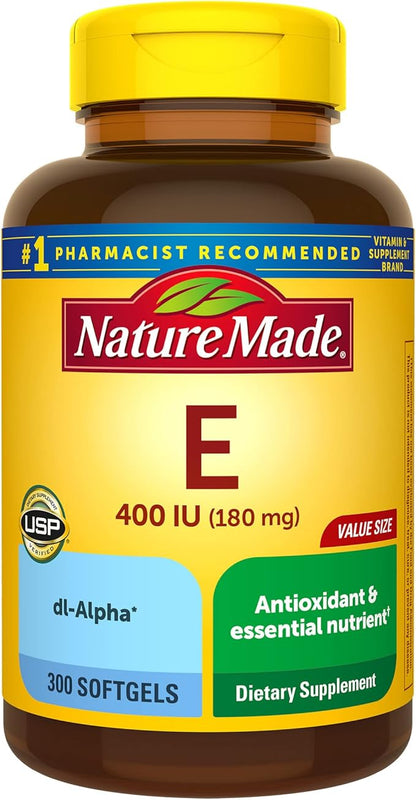 Nature Made Vitamin E 180 mg (400 IU) 300 Softgels, 300 Day