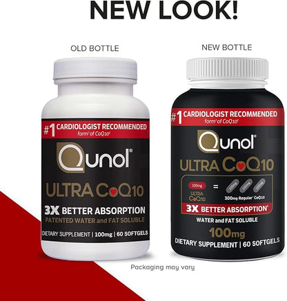 Qunol Ultra CoQ10 100mg Softgels- 3x Q10 Supplements 2 Month 60 Count
