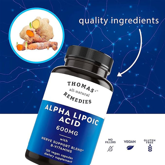 Thomas' all-natural Remedies Alpha Lipoic Acid 600mg, 120 120 Capsules