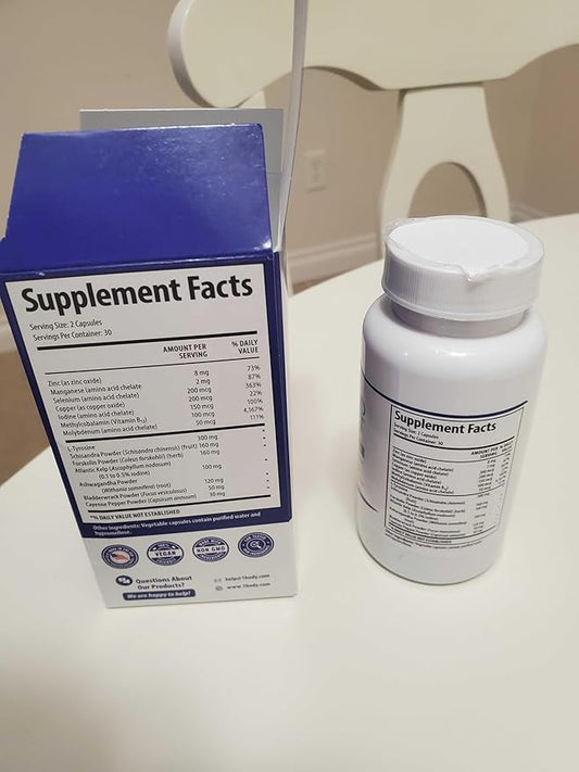 1 Body Thyroid Support Supplement 2 Pack 60 Days B12 Complex,