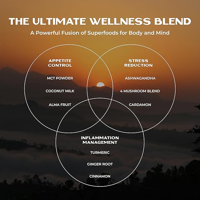Earth Echo Golden Bliss, Organic Turmeric Superfood Elixir Blend with Ashwagandha Root, MCT Oil and 4 Mushroom Blend for Restful Sleep, Immune Support and Reduces Craving, Dairy-Free, 30 Servings