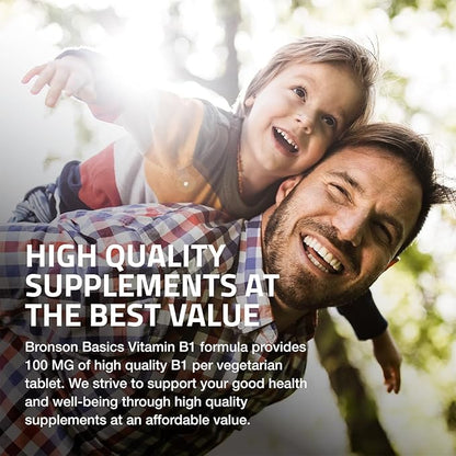 Bronson Vitamin B1 100 MG, Non-GMO, 100 Vegetarian Tablets