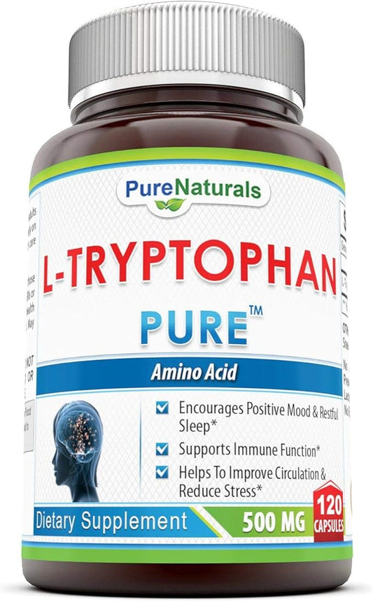 Pure Naturals L-Tryptophan Dietary Supplement 500 mg, 120 Capsules-