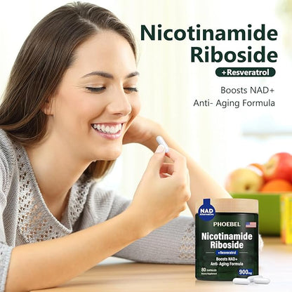New Supplement Nicotinamide Riboside Resveratrol-900mg, Supplement for Men and Women(80 Capsules)