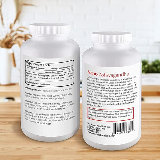 Nano Ashwagandha, 500 mg Ashwagandha Leaf 120 Capsules