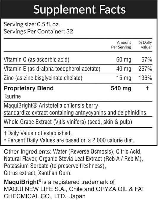 Passion 4 Health Liquid Eye Vitamins - Natural Vision & Premium Eye Health Support with Maqui Berry Extract, Gluten-Free, Non-GMO, No Sugar - Adult Eye Care Supplement, 30-Day Supply, Made in USA