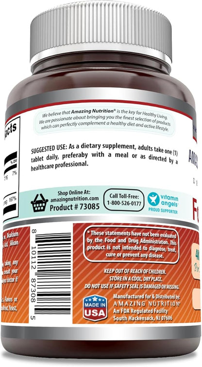 Amazing Formulas Folic Acid (Vitamin B9) 400 mcg Tablets | Non-GMO | Gluten Free | Made in USA (400 mcg, 250, Count)