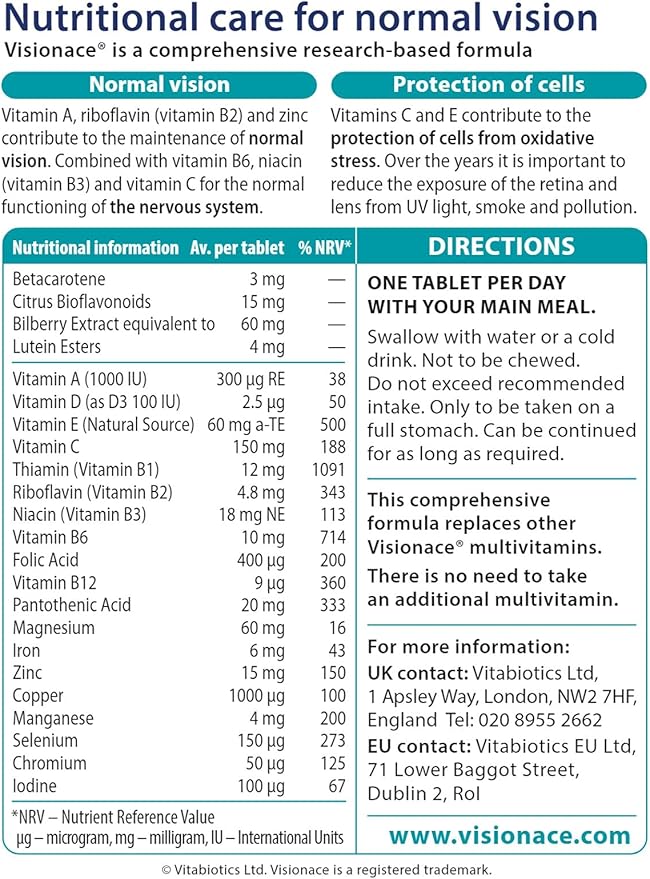 Vitabiotics Visionace Original B2 and 30 Tablets