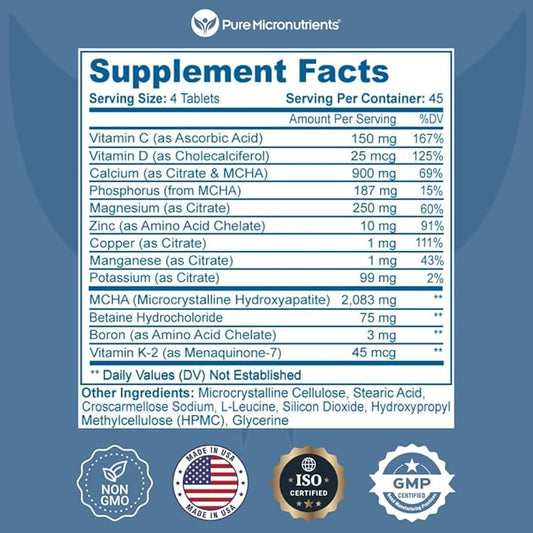Calcium Supplement for Women & Men - Calcium Citrate & Hydroxyapatite + Vitamin D3 K2 Magnesium Zinc & More for Complete Bone Health, 180 Tablets