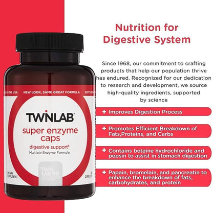 Twinlab Super Enzyme Caps 50 Capsules