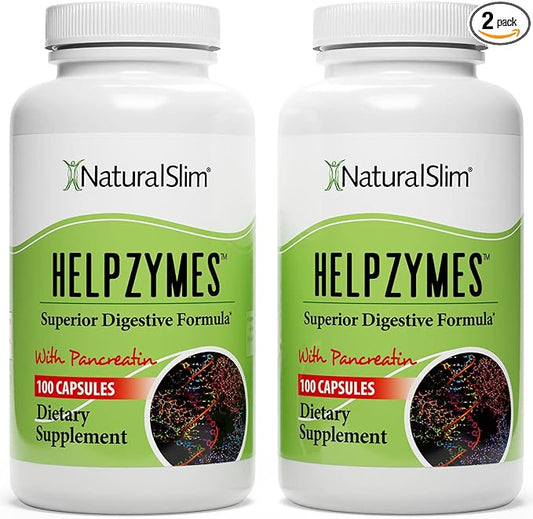 NaturalSlim Helpzymes Digestive Enzymes for Digestion, 100 Caps (2 Pack)