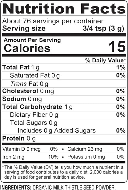 BareOrganics Milk Thistle Seed Powder, Superfood 8 Ounces