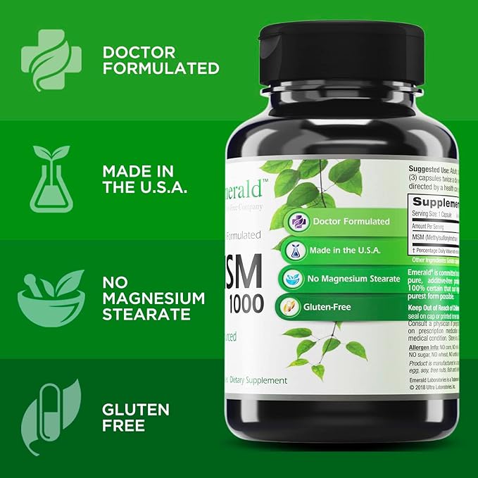 Ultra Botanicals Emerald Labs MSM 1000 mg 100 Vegetable