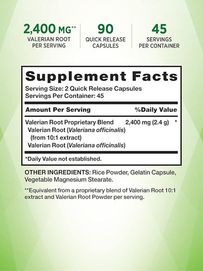 Nature's Truth Valerian Root Capsules 2400mg | 90 Count