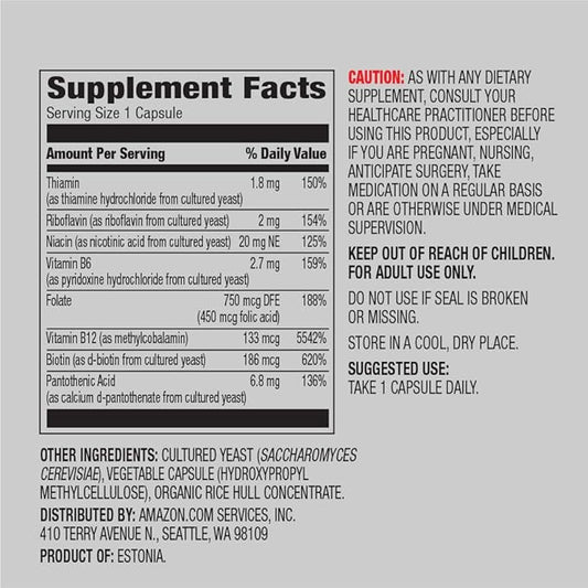 Amazon Elements B Complex, High Potency, 83% Whole 65 Capsules, 2 month