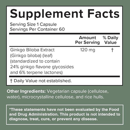 Ginkgo Biloba 120mg 60 Day