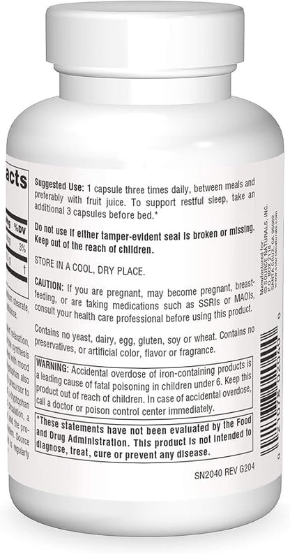 Source Naturals L-Tryptophan, for Mood, Relaxation, 500mg - 90 Capsules