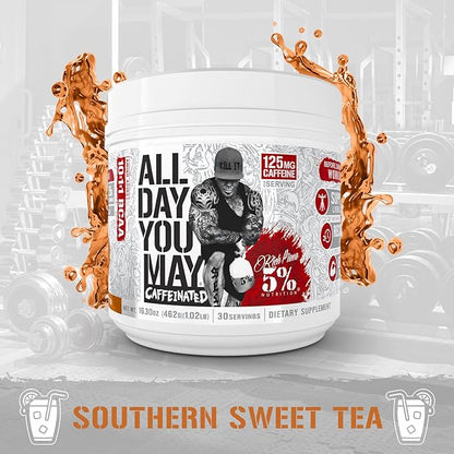 5% Nutrition Rich Piana AllDayYouMay Caffeinated 16.3 oz, 30 Servings