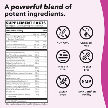 Beau-T - Hair, Nail & Skincare Supplement - Biotin Collagen Horsetail MSM & Turmeric - Promotes Healthy Hair and Nail Growth - Supports Clear Skin & Fights Acne - Nail Strengthener - 180 Capsules