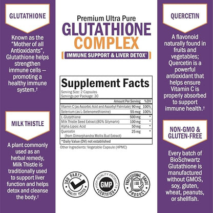 Glutathione Supplement Liver Detox with Quercetin 500mg 60ct 60ct