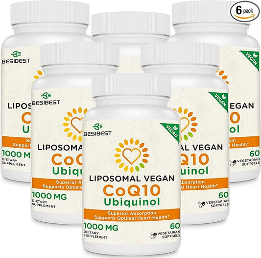 1000mg Liposomal CoQ10 Ubiquinol, 360 Vegan CoQ10 Supplement, Q10 for