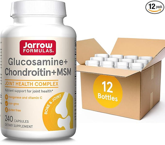 Jarrow Formulas Glucosamine + Chondroitin + 240 Capsules- 60 Servings- 12