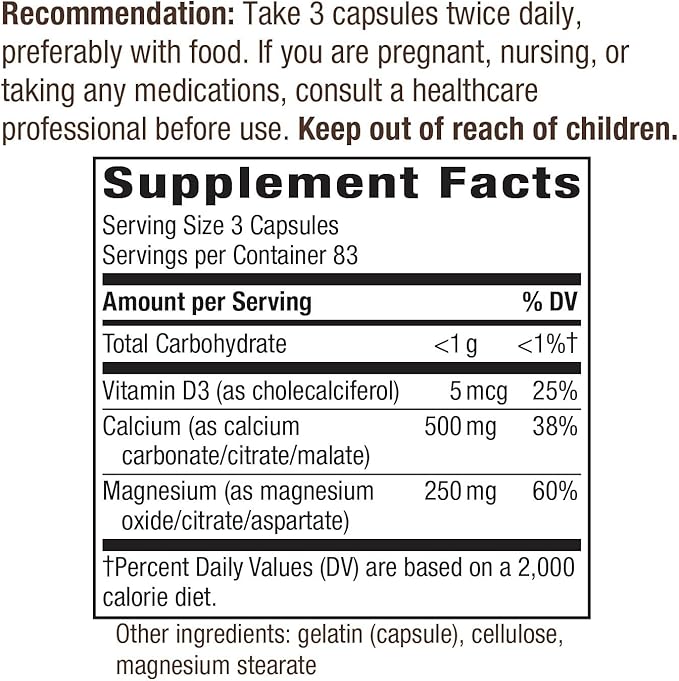 Nature’s Way Calcium-Magnesium-Vitamin D3 250 Capsules