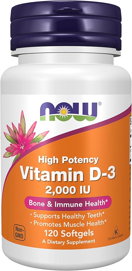 NOW Supplements, Vitamin D-3 2,000 IU, 120 Softgels