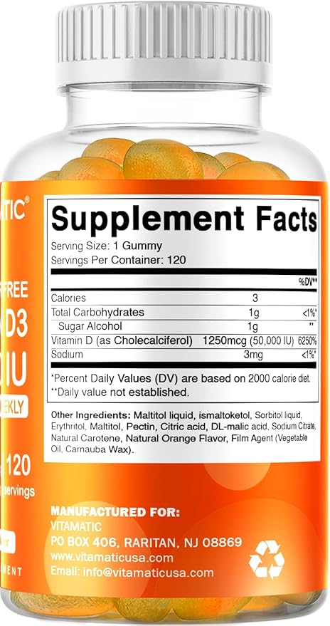 Vitamatic Sugar Free Vitamin D3 50,000 120 Pectin (50000 IU)