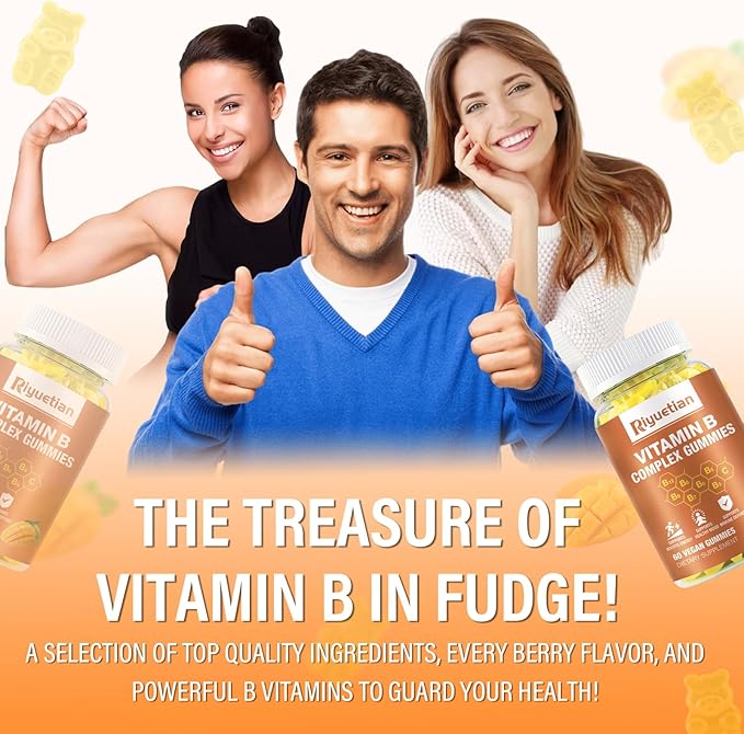 Vitamin B Complex Gummies with Biotin,Choline 60 Vegan