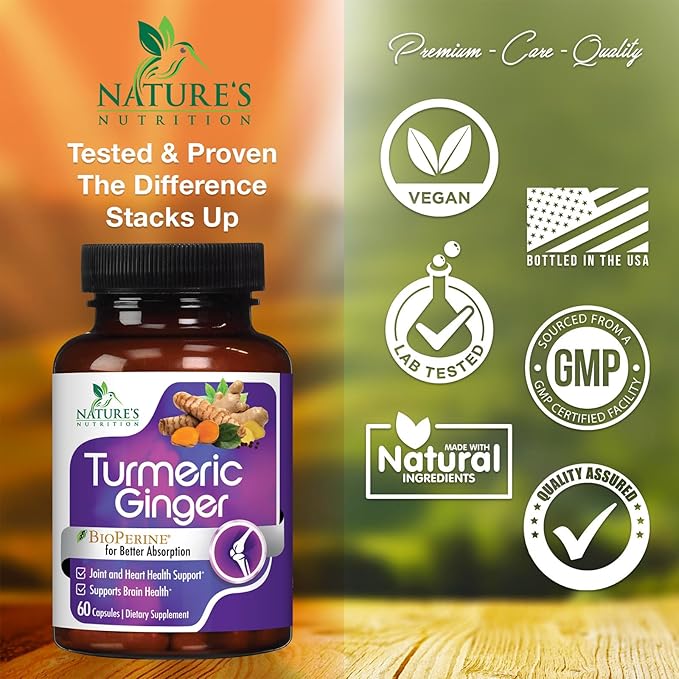 Turmeric Curcumin with BioPerine Black Pepper 95% Standardized 2600mg for 60 Capsules