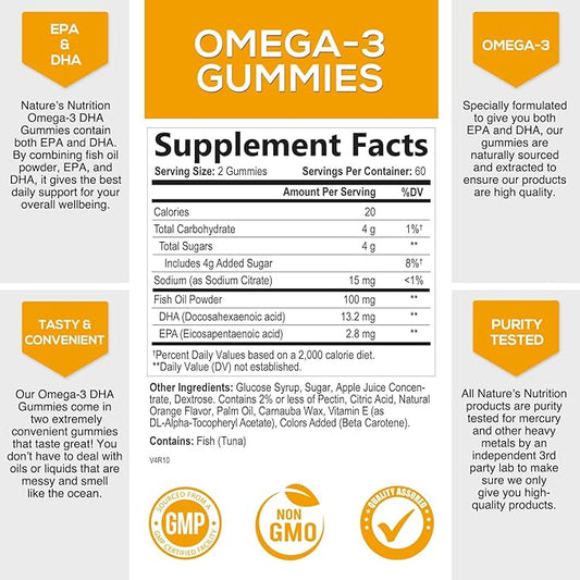 Omega 3 Fish Oil Gummies, Heart 3 Gummy 3 Fish 120 Gummies