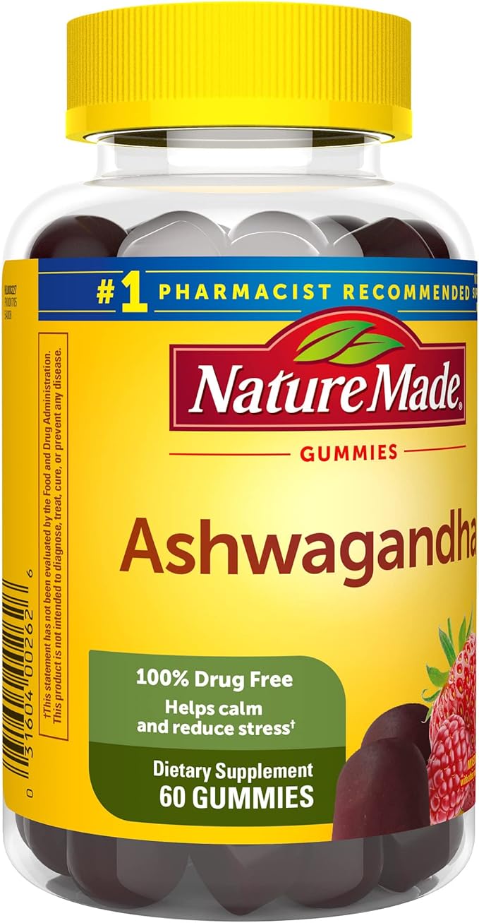 Nature Made Ashwagandha Gummies, Vegan, KSM 66 Ashwagandha 60 Count, 30 Day